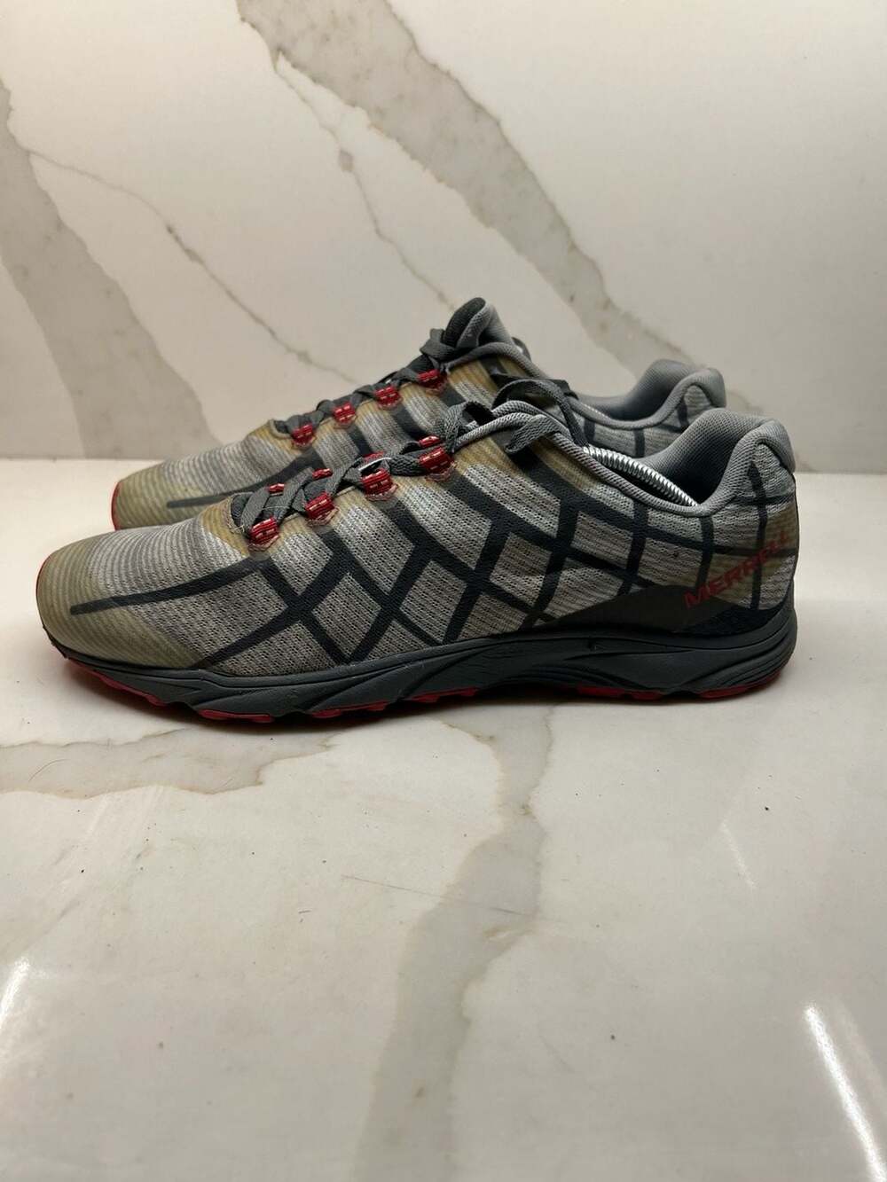 Merrell Agility Synthesis Flex Trail Running Shoes Grey Red ( 11.5 men)